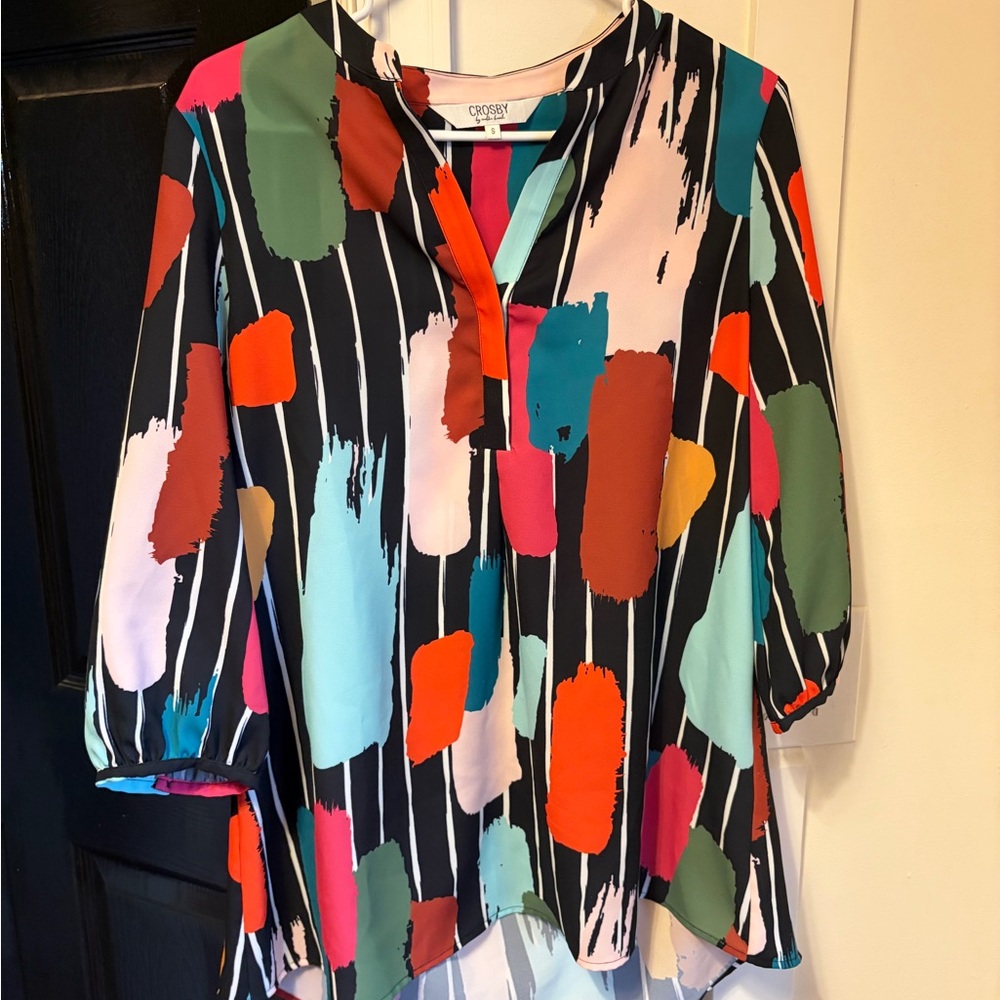 CROSBY by Mollie Burch Multicolor Brushstroke Blouse